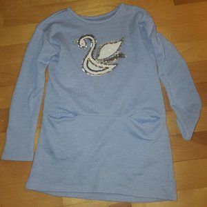 Gymboree Sweatshirt Tunic Top with Sequin Swan - Large 10-12